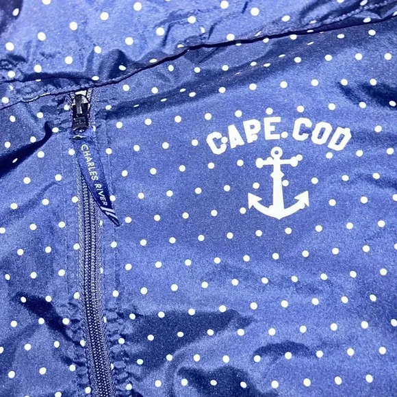 Women’s Charles River Navy Rain Jacket With White Polka Dots - Picture 3 of 5